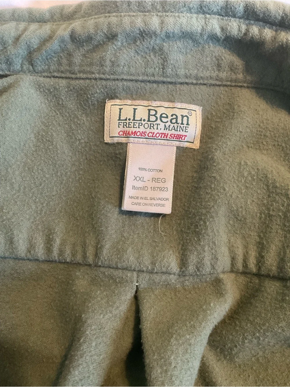 L.L. Bean Men's Olive Green Button-Front Utility Shirt